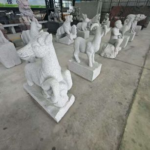 洛阳芝麻白雕刻 十二生肖 异形雕刻