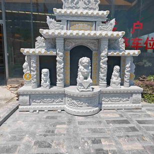 洛阳芝麻白中国黑石材套墓 花岗岩墓碑